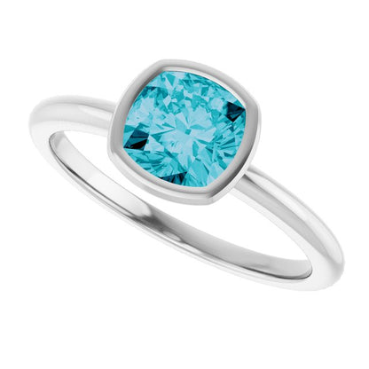 14K White Gold Natural London Blue Topaz Ring