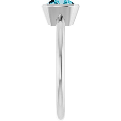 14K White Gold Natural London Blue Topaz Ring