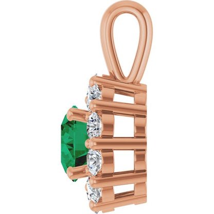 Lab-Grown Emerald & 1/3 CTW Lab-Grown Diamond Pendant
