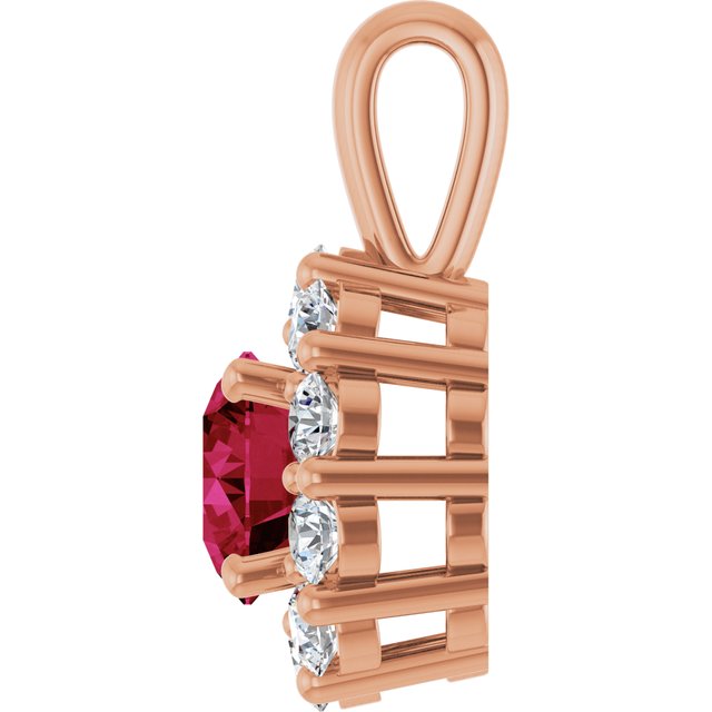 Lab-Grown Ruby & 1/3 CTW Lab-Grown Diamond Pendant