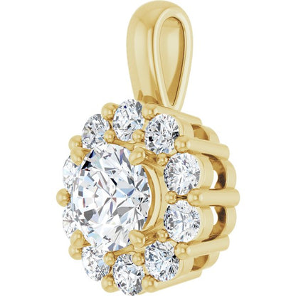 1 CTW Lab-Grown Diamond Halo-Style Pendant