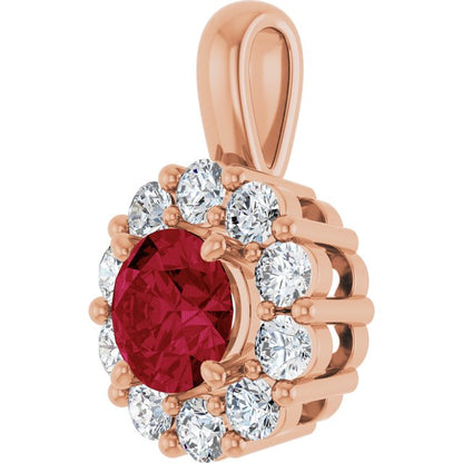 Lab-Grown Ruby & 1/3 CTW Lab-Grown Diamond Pendant