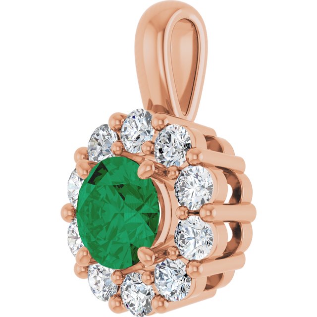 Lab-Grown Emerald & 1/3 CTW Lab-Grown Diamond Pendant