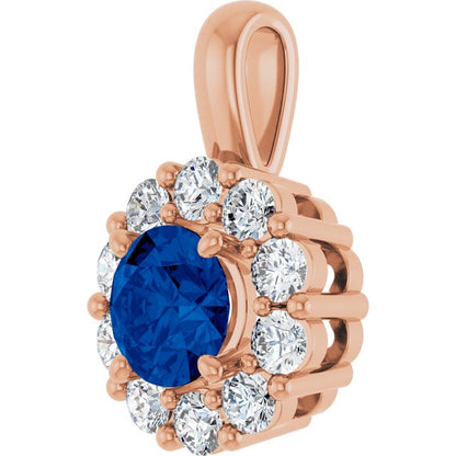 Lab-Grown Blue Sapphire & 1/3 CTW Lab-Grown Diamond Pendant