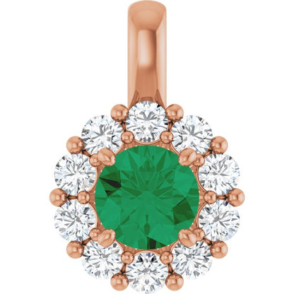 Lab-Grown Emerald & 1/3 CTW Lab-Grown Diamond Pendant