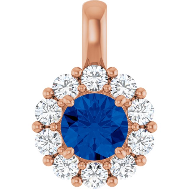 Lab-Grown Blue Sapphire & 1/3 CTW Lab-Grown Diamond Pendant