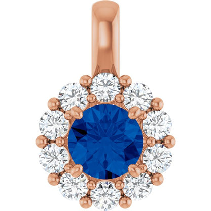 Lab-Grown Blue Sapphire & 1/3 CTW Lab-Grown Diamond Pendant