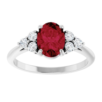 14K White Gold Lab-Grown Ruby & 1/6 CTW Natural Diamond Ring
