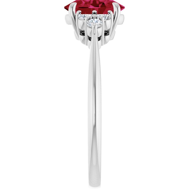 14K White Gold Lab-Grown Ruby & 1/6 CTW Natural Diamond Ring