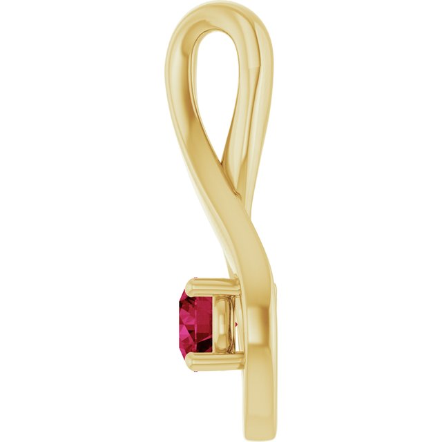14K Yellow Gold Round Lab-Grown Ruby Pendant