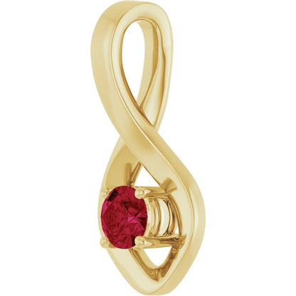 14K Yellow Gold Round Lab-Grown Ruby Pendant