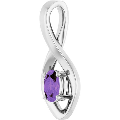14K White Gold 6x4 mm Oval Natural Amethyst Pendant