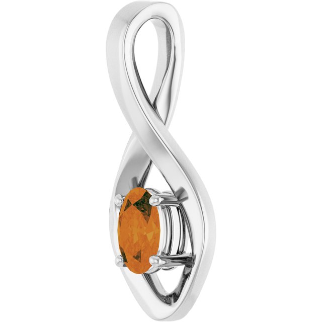 14K White Gold 6x4 mm Oval Natural Citrine Pendant