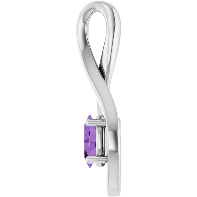 14K White Gold 6x4 mm Oval Natural Amethyst Pendant