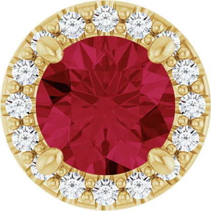 14K Yellow Gold Lab-Grown Ruby & .08 CTW Natural Diamond Slide Pendant