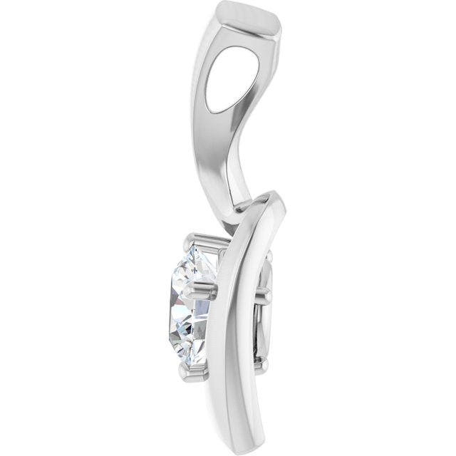 14K White Gold 3/4 CT Natural Diamond Pendant