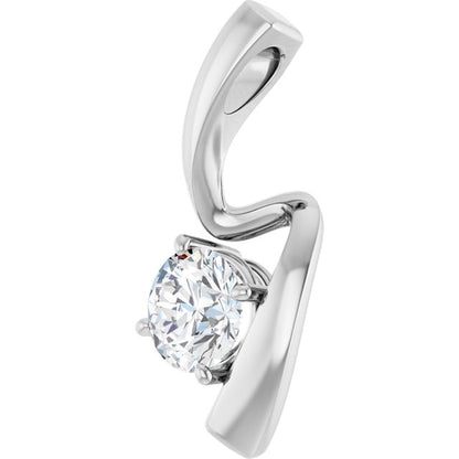 14K White Gold 3/4 CT Natural Diamond Pendant