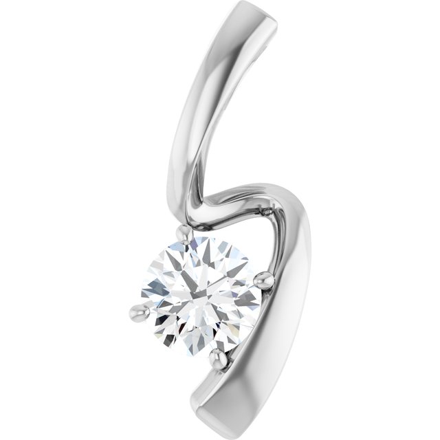 14K White Gold 3/4 CT Natural Diamond Pendant