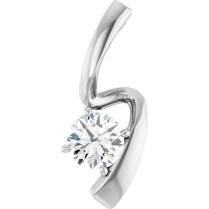 14K White Gold 3/4 CT Natural Diamond Pendant