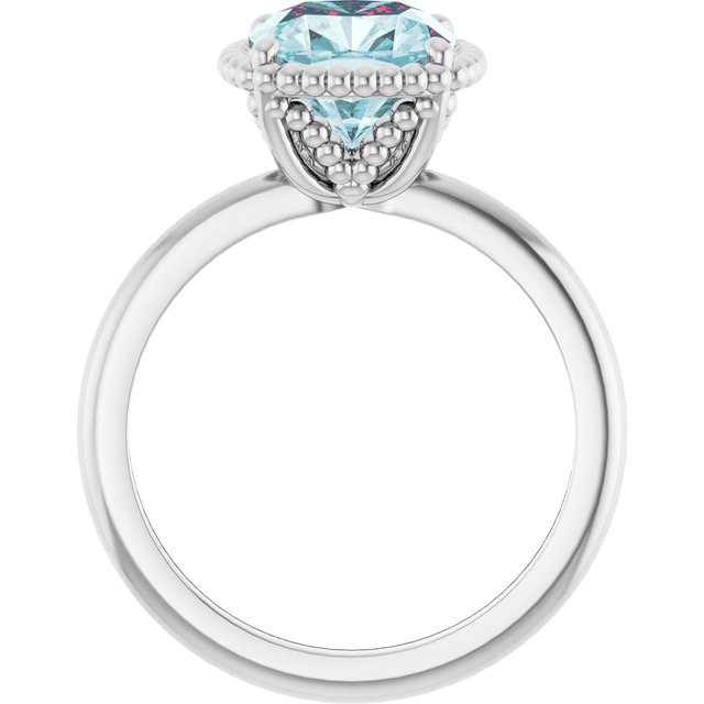 14K White Gold Natural Sky Blue Topaz Ring