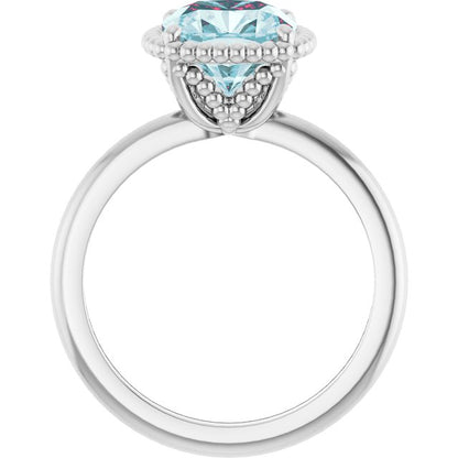14K White Gold Natural Sky Blue Topaz Ring
