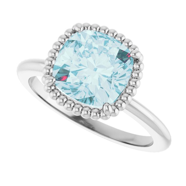 14K White Gold Natural Sky Blue Topaz Ring