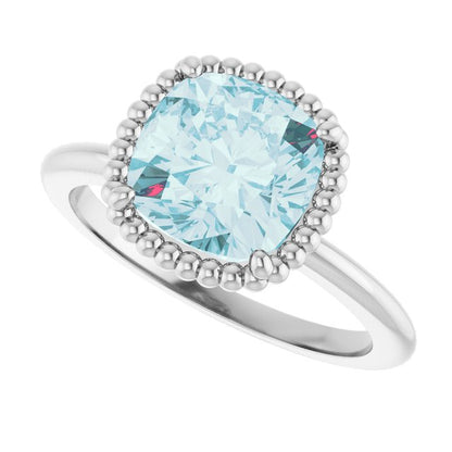 14K White Gold Natural Sky Blue Topaz Ring