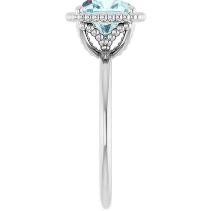 14K White Gold Natural Sky Blue Topaz Ring