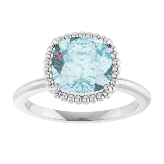 14K White Gold Natural Sky Blue Topaz Ring