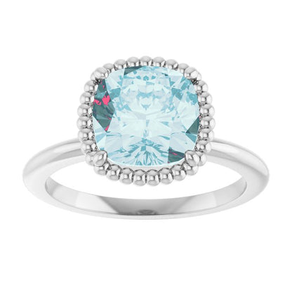 14K White Gold Natural Sky Blue Topaz Ring
