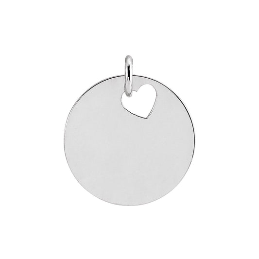 Sterling Silver Pierced Heart Disc Pendant