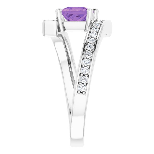 14K White Gold Natural Amethyst & 1/4 CTW Natural Diamond Ring