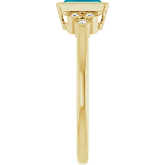 14K Yellow Gold Natural London Blue Topaz & .06 CTW Natural Diamond Ring