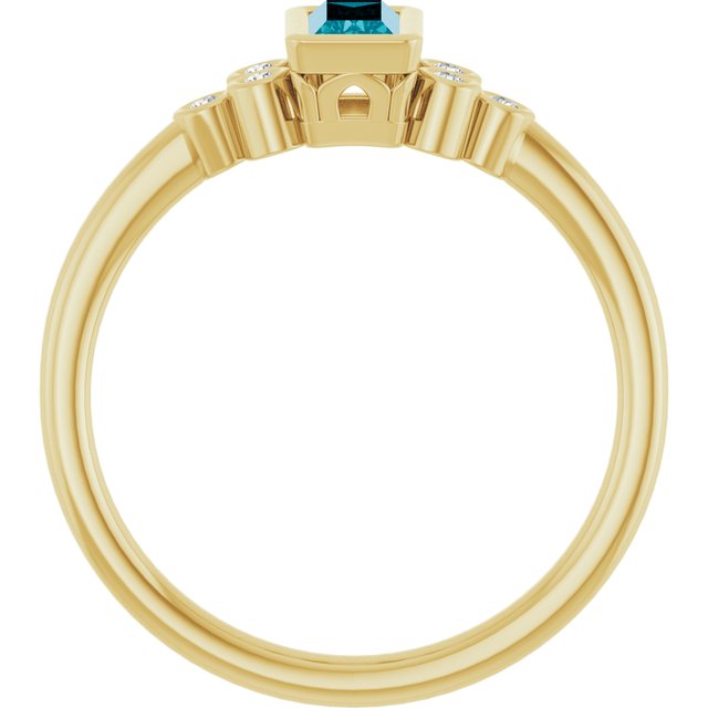 14K Yellow Gold Natural London Blue Topaz & .06 CTW Natural Diamond Ring