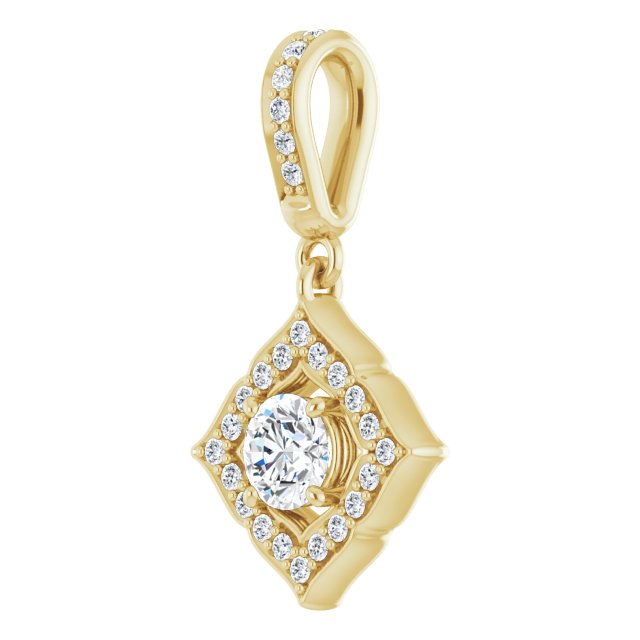 14K Yellow Gold 1/3 CTW Natural Diamond Halo-Style Clover Pendant