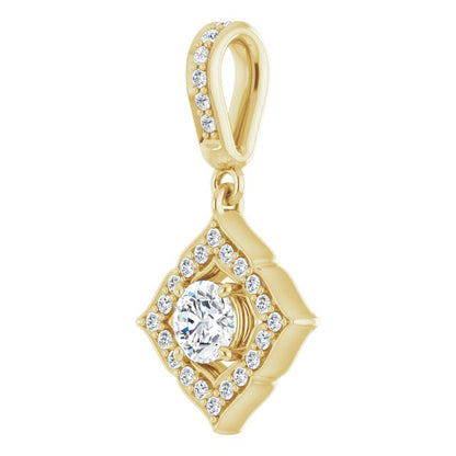 14K Yellow Gold 1/3 CTW Natural Diamond Halo-Style Clover Pendant