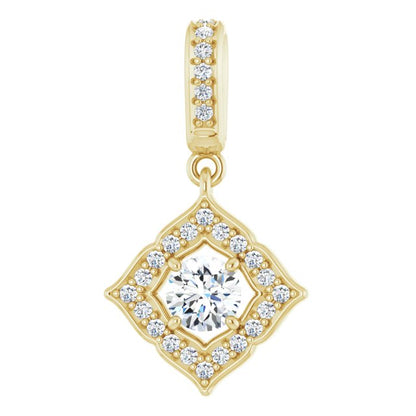 14K Yellow Gold 1/3 CTW Natural Diamond Halo-Style Clover Pendant