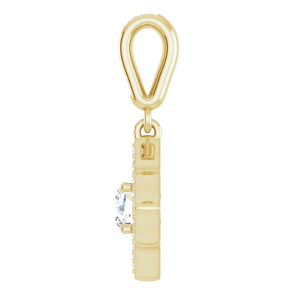 14K Yellow Gold 1/3 CTW Natural Diamond Halo-Style Clover Pendant