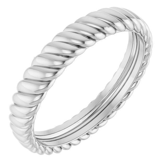 14K White Gold Rope Comfort-Fit Band