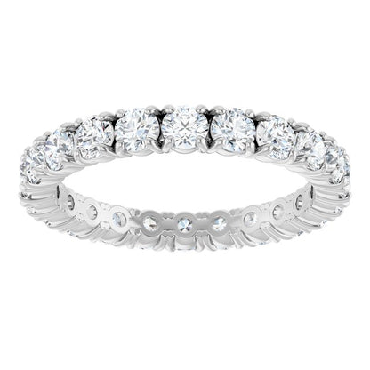 Platinum 1 3/8 CTW Natural Diamond Eternity Band, 1.9 mm, Shared Split-Prong