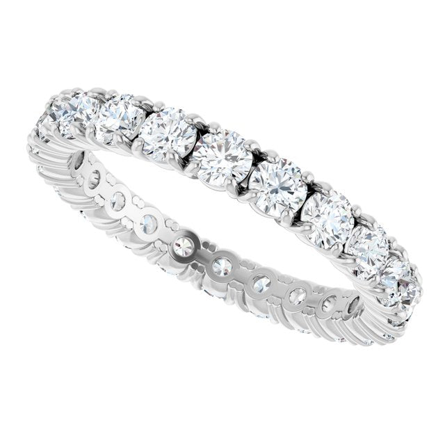 Platinum 1 3/8 CTW Natural Diamond Eternity Band, 1.9 mm, Shared Split-Prong