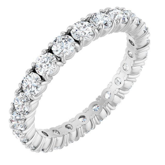 Platinum 1 3/8 CTW Natural Diamond Eternity Band, 1.9 mm, Shared Split-Prong