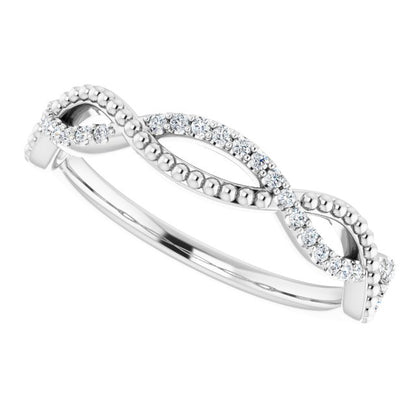 1/8 CTW Natural Diamond Infinity-Inspired Beaded Anniversary Band