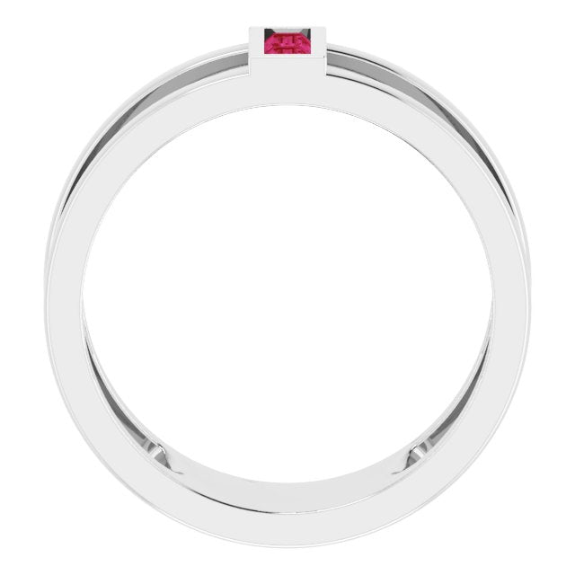 14K White Gold Natural Ruby Negative Space Ring