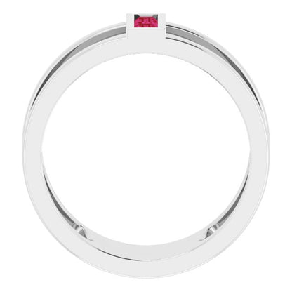 14K White Gold Natural Ruby Negative Space Ring