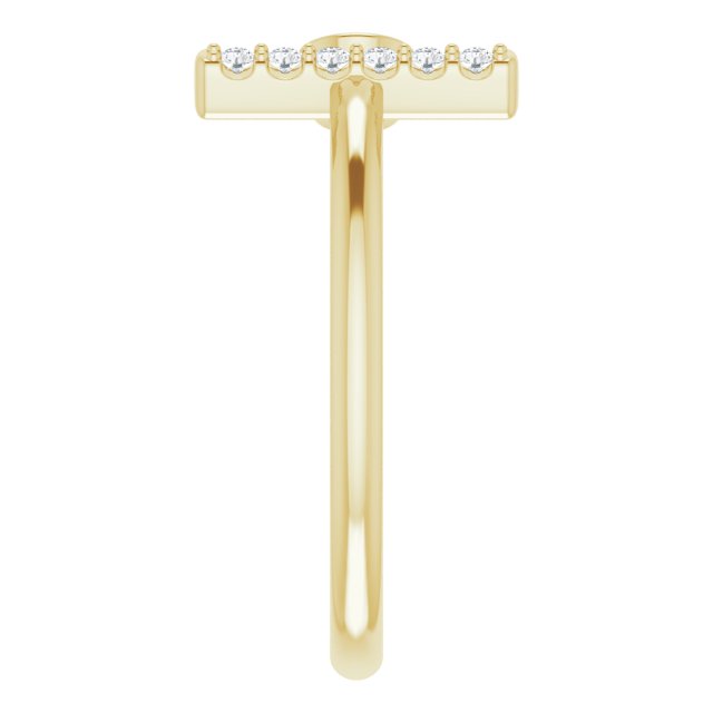 14K Yellow Gold Natural Aquamarine & .05 CTW Natural Diamond Bar Ring