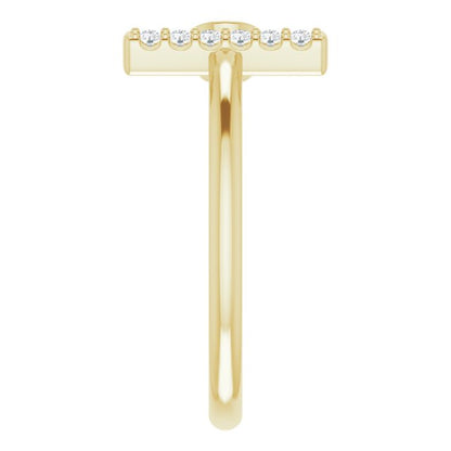 14K Yellow Gold Natural Aquamarine & .05 CTW Natural Diamond Bar Ring