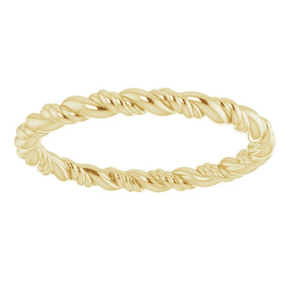 14K Yellow Gold Rope Band, 2.1 mm