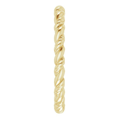 14K Yellow Gold Rope Band, 2.1 mm