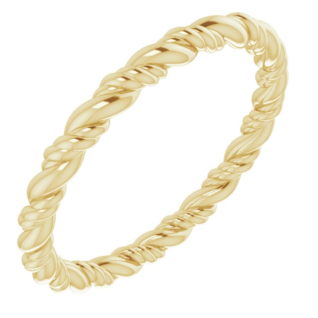 14K Yellow Gold Rope Band, 2.1 mm